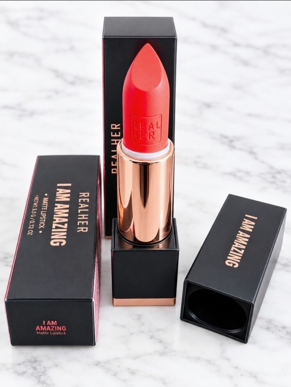 2 tubes RealHer I AM AMAZING Matte Lipstick .12oz each Full Size NIB!